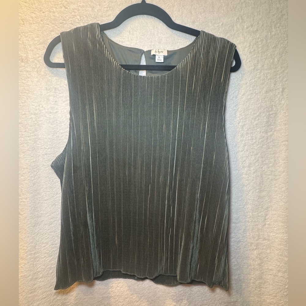 J Crew Textured Green Sleeveless Blouse